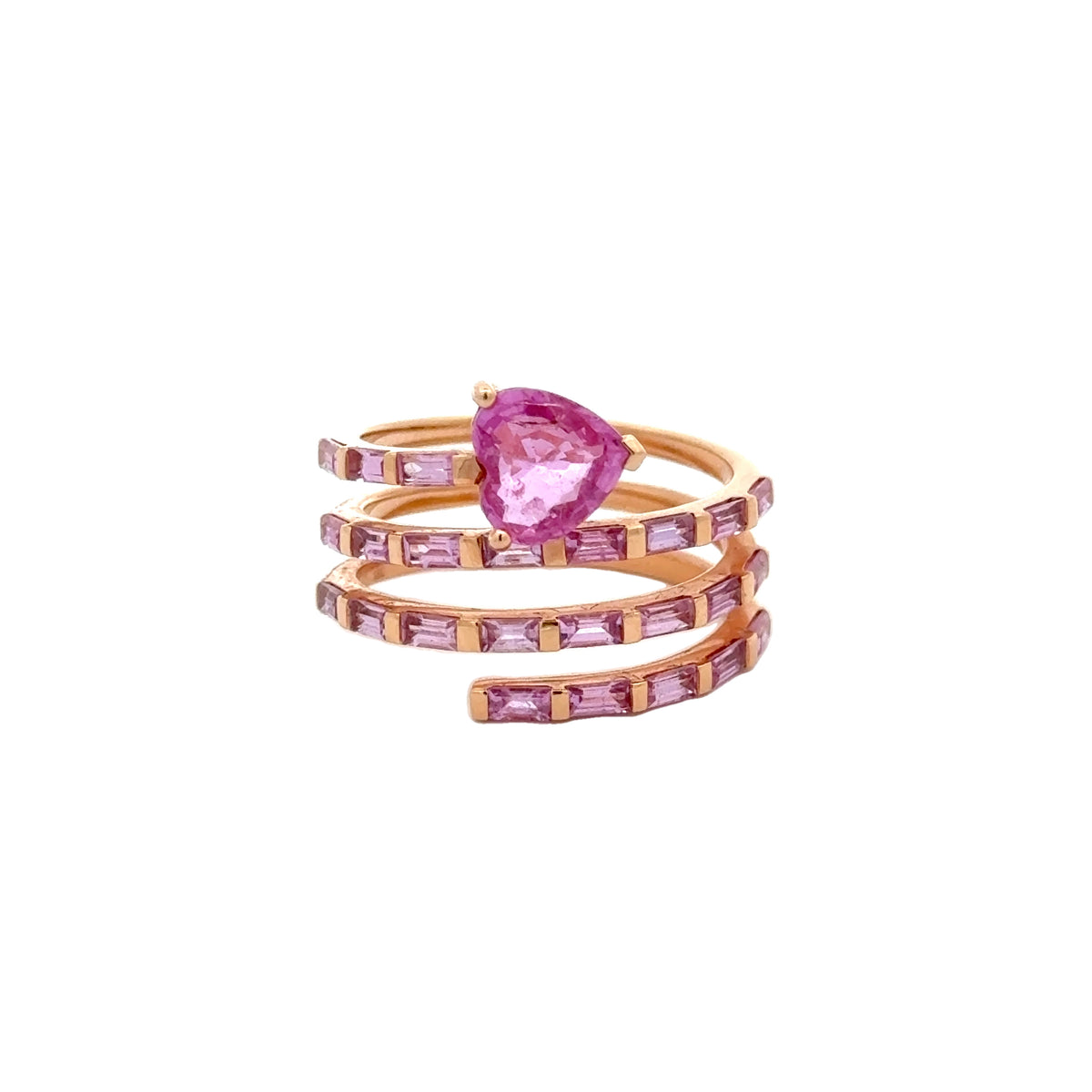 Pink Sapphire Spiral Heart Ring