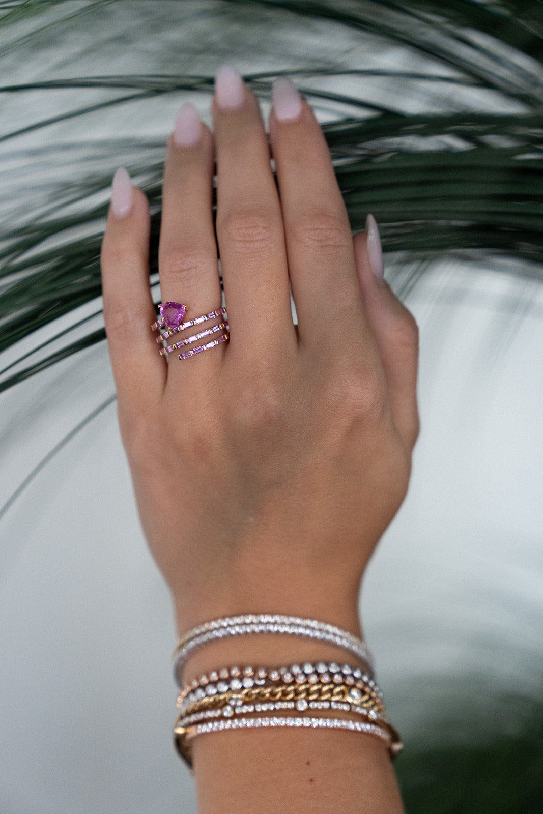 Pink Sapphire Spiral Heart Ring