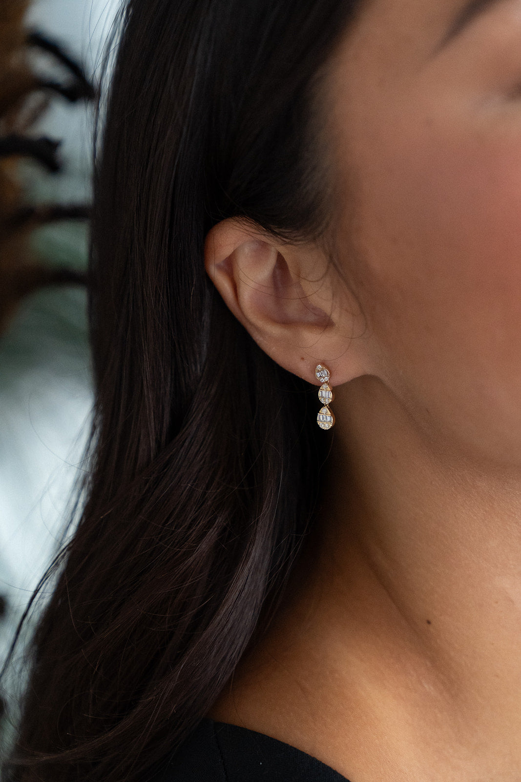 Three-Tier Diamond Drop Earrings