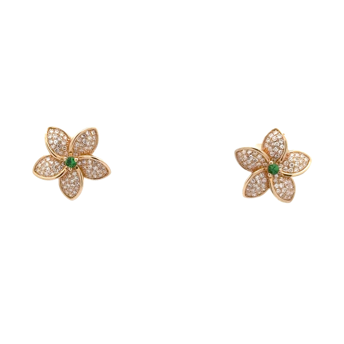 Pave Diamond & Tsavorite Blossom Earrings