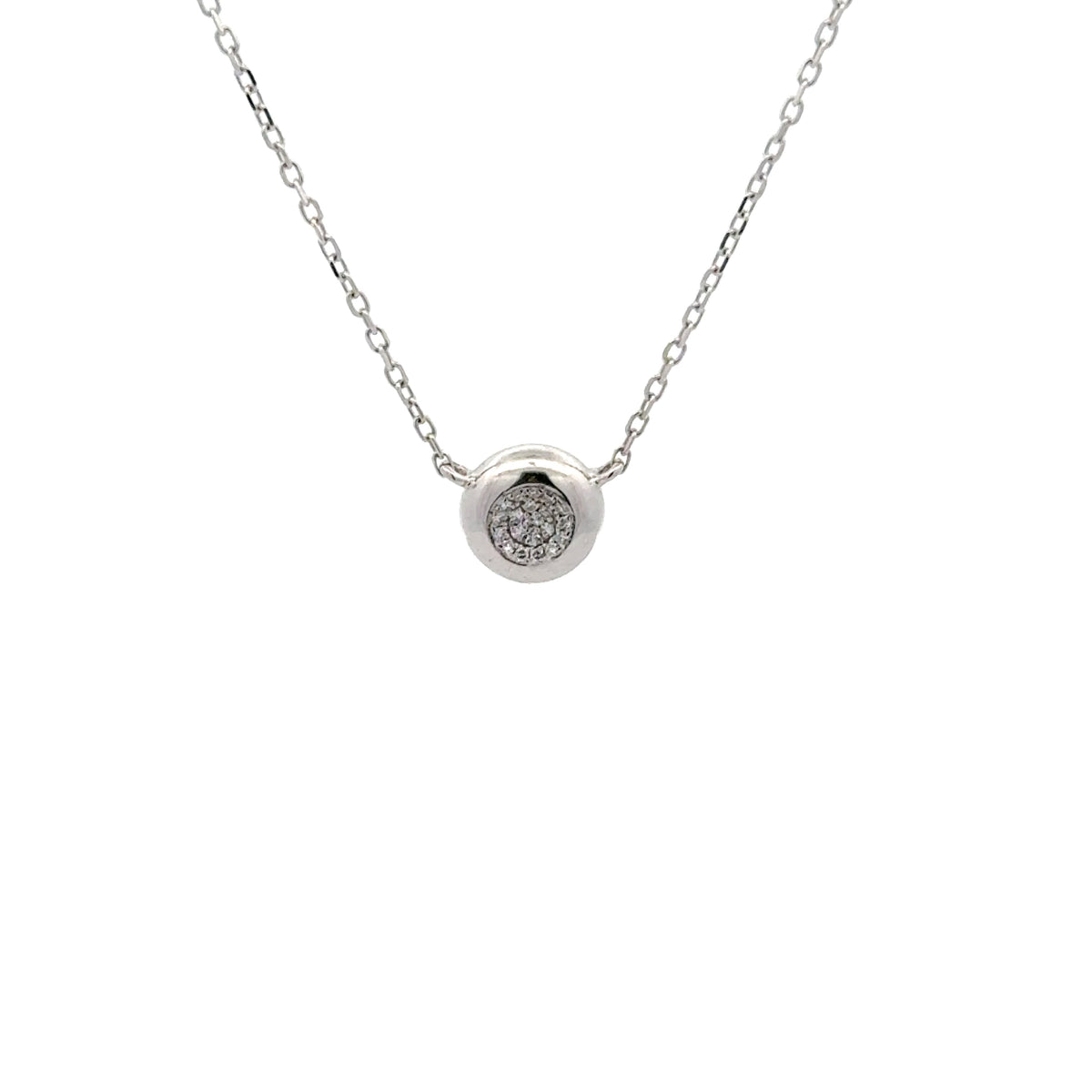 Pave Diamond Button Necklace