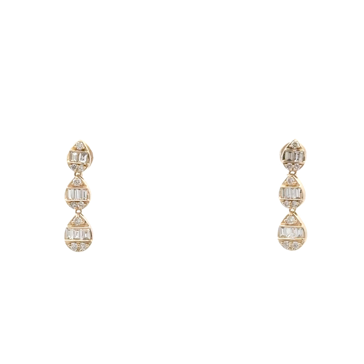 Three-Tier Diamond Drop Earrings