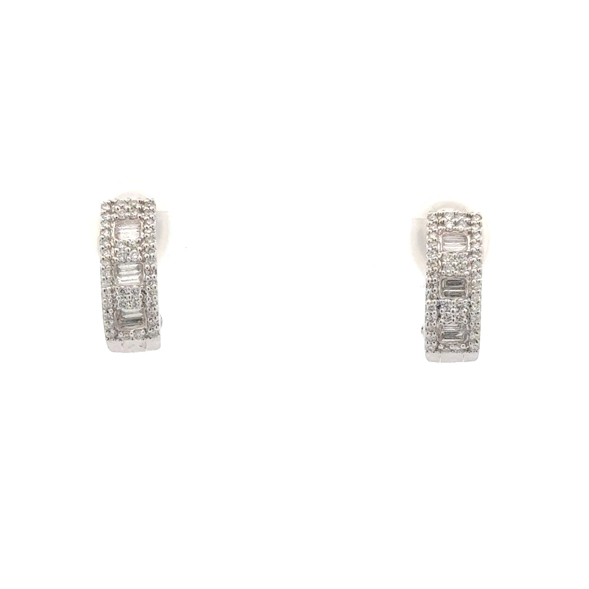 Large Baguette and Round Diamond Earrings