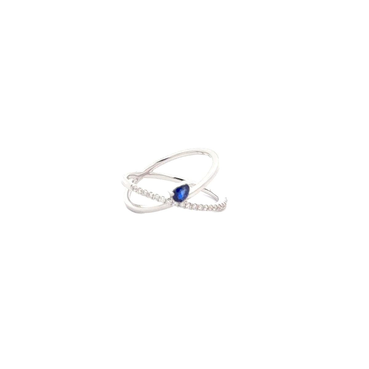 Diamond and Blue Sapphire Criss-Cross Ring