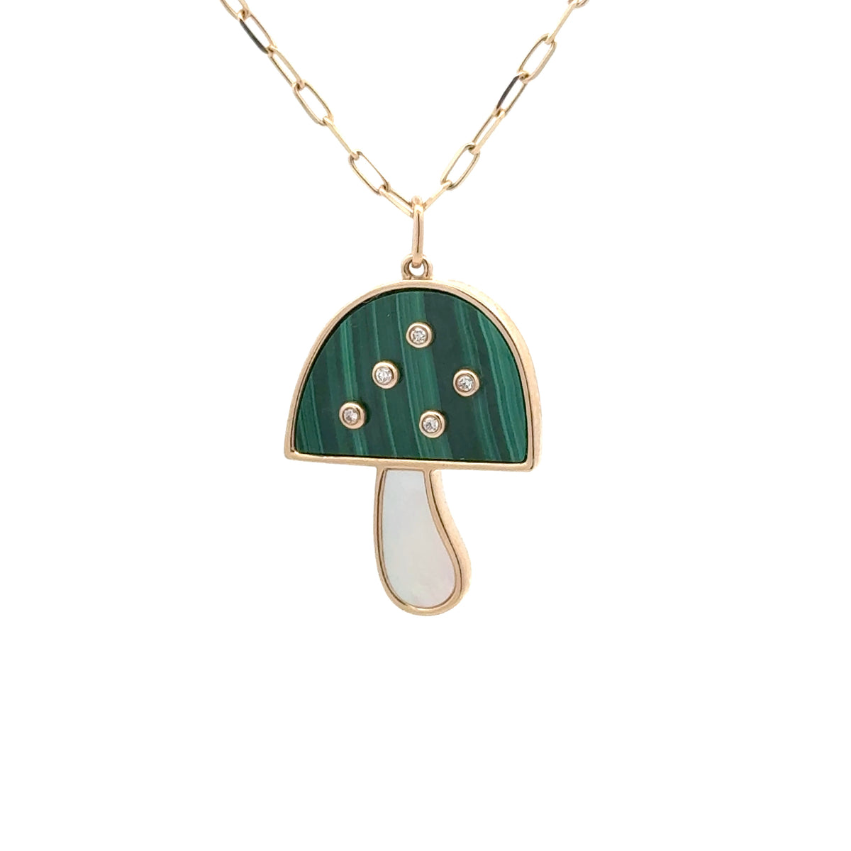 Malachite & Diamond Mushroom Necklace