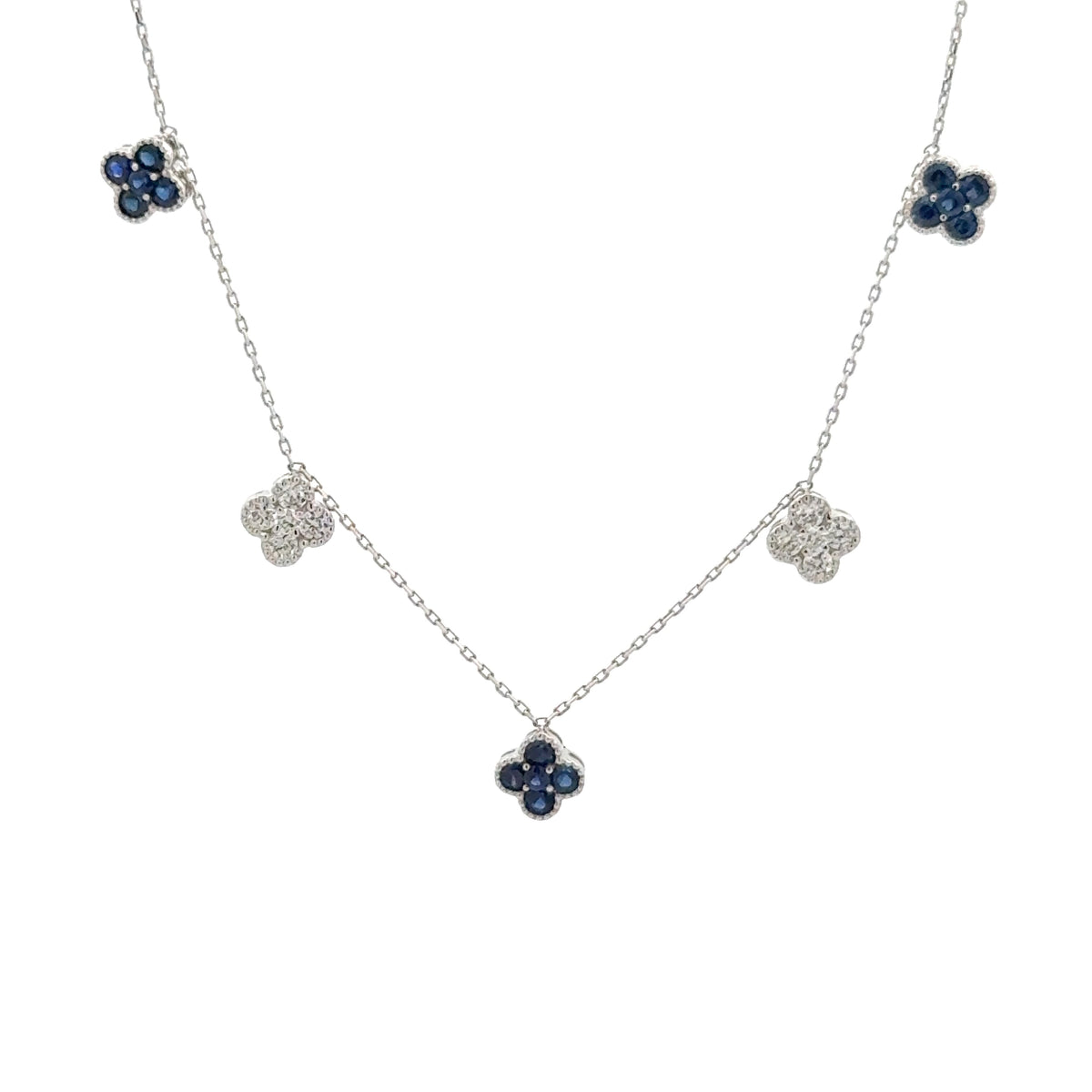 Blue Sapphire and Diamond Lucky Necklace