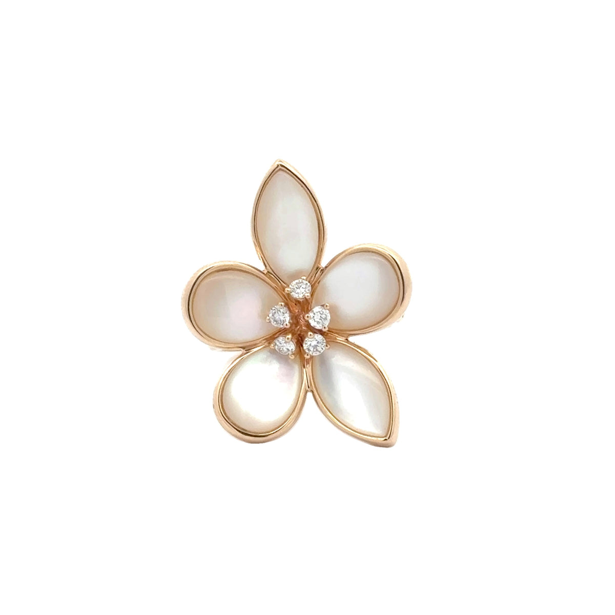 Mother of Pearl and Diamond Flower Ring